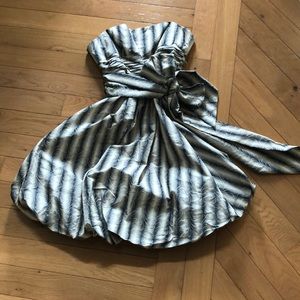 BCBGMAXAZRIA cream and black cocktail dress